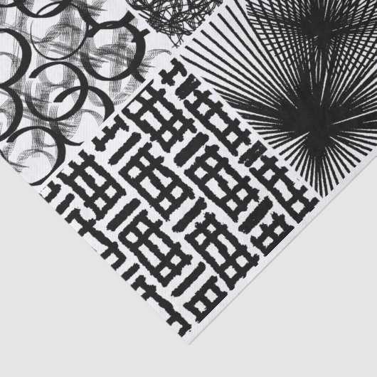 Schwarz-weiße Abstrakte Circle Line Textur Seidenpapier (Ausschnitt)