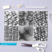 Schwarz-weiße Abstrakte Circle Line Textur Seidenpapier (Handwerk)