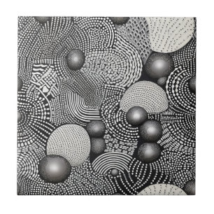 Schwarz Weiße Abstrakte Fließende Linien Geometris Fliese