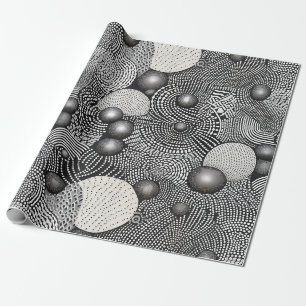 Schwarz Weiße Abstrakte Fließende Linien Geometris Geschenkpapier