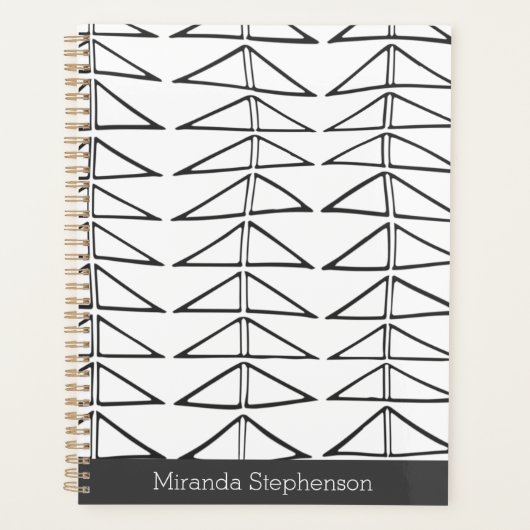 Schwarz-weiße Abstrakte Formen Personalisiert Planer (Vorderseite)