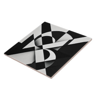 Schwarz-weiße abstrakte geometrische Illusion Fliese