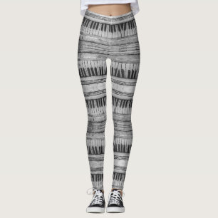 Schwarz-weiße abstrakte Klavier-Leggings Leggings