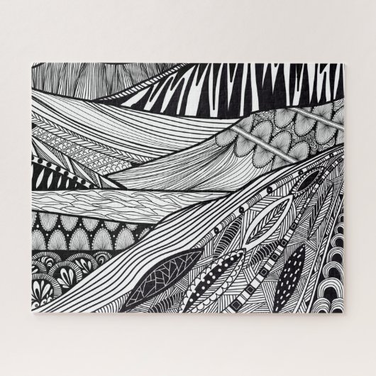 Schwarz-weiße abstrakte Landschaft Puzzle (Horizontal)