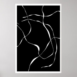 Schwarz-weiße abstrakte Linien drucken - Fließend Poster