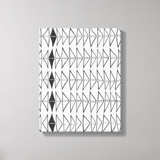 Schwarz-weiße Abstrakte Linien Formen Künstlerisch Leinwanddruck (Vorderseite)