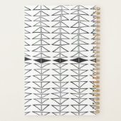 Schwarz-weiße Abstrakte Linien Formen Personalisie Planer (Rückseite)