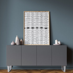 Schwarz-weiße Abstrakte Linien Formen Quirky Must Poster