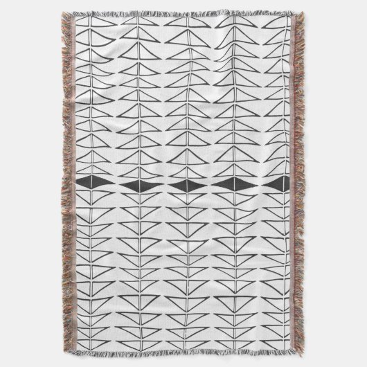 Schwarz-weiße Abstrakte Linien Formen Quirky Muste Decke (Vorderseite Vertikal)