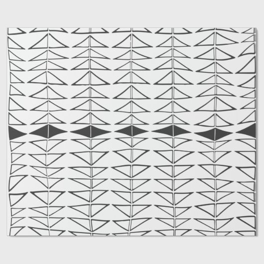 Schwarz-weiße Abstrakte Linien Formen Quirky Muste Geschenkpapier (Flach)