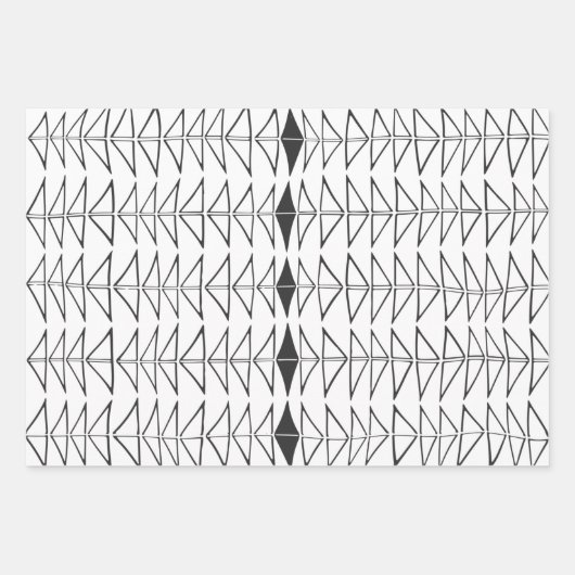 Schwarz-weiße Abstrakte Linien Formen Quirky Muste Geschenkpapier Set (Vorderseite 3)