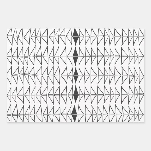 Schwarz-weiße Abstrakte Linien Formen Quirky Muste Geschenkpapier Set (Vorderseite)