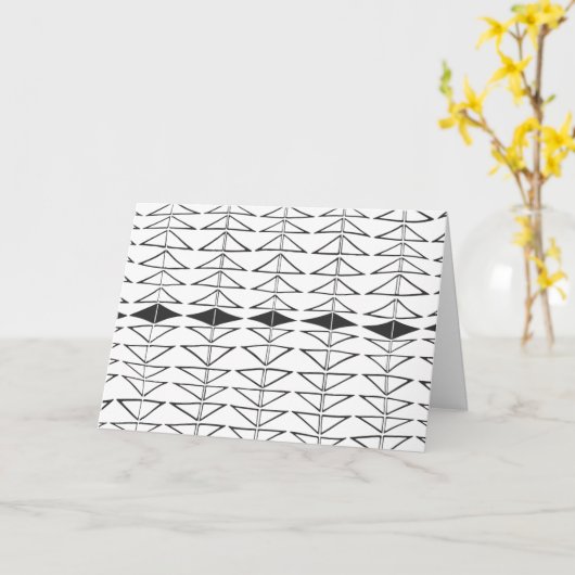 Schwarz-weiße Abstrakte Linien Formen Quirky Muste Karte (Gelbe Blume)