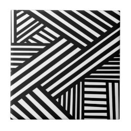 Schwarz-weiße abstrakte Linien moderne Op-Art  Fliese