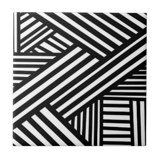 Schwarz-weiße abstrakte Linien moderne Op-Art Fliese