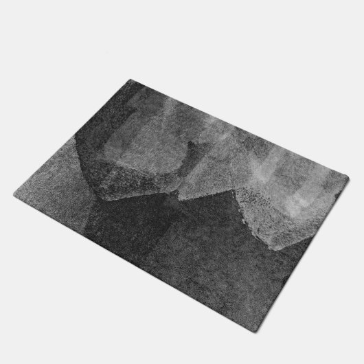 Schwarz-weiße abstrakte Malerei Fußmatte (Schrägansicht)