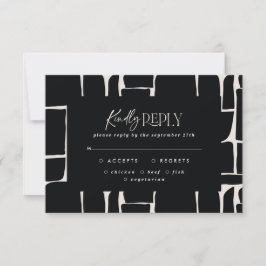 Schwarz-weiße abstrakte moderne Hochzeit R.S.V.P Einladung
