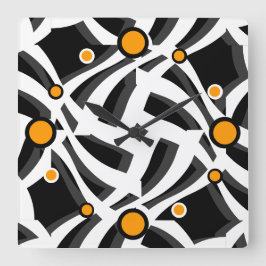 Schwarz-weiße Abstrakte Orange Wall Clock Quadratische Wanduhr