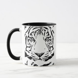 Schwarz-weiße abstrakte Tiger-Gesichtstasse Tasse