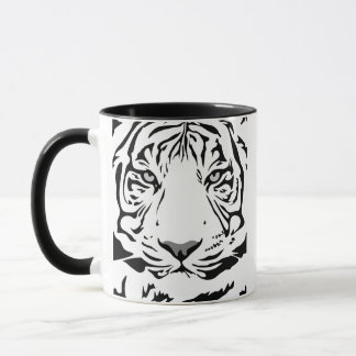Schwarz-weiße abstrakte Tiger-Gesichtstasse Tasse