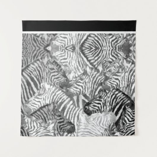 Schwarz-weiße abstrakte Zebrokunst Wandteppich (Vorderseite)