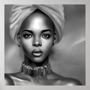 Schwarz-weiße afrikanische Frauen Monochrom-Juwele Poster