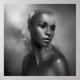 Schwarz-weiße afrikanische Schmetterlingsfrauen Mo Poster