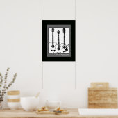 Schwarz-weiße akustische Gitarre Poster (Küche)