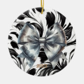 Schwarz-weiße Akzente des silbernen Metallic Keramik Ornament (Vorne)