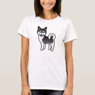 Schwarz-weiße Alaskan Klee Kai-Hundeillustration T-Shirt