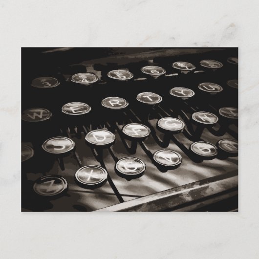 Schwarz-weiße alte Schreibschrifttasten Postkarte (Vorderseite)