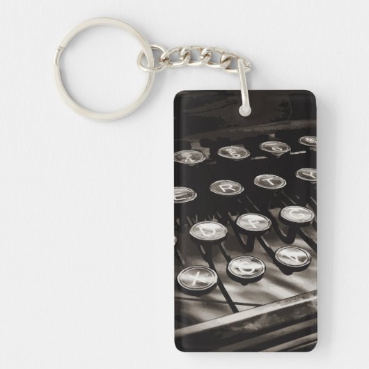 Schwarz-weiße alte Schreibschrifttasten Schlüsselanhänger (Vorderseite)