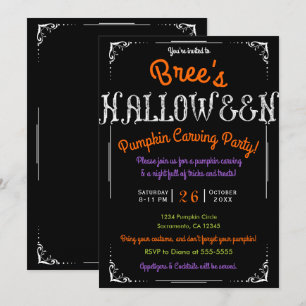Schwarz-Weiße alte Vintage-Art Halloween-Party Einladung