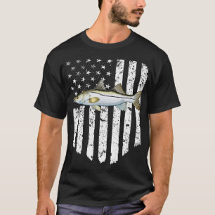 Schwarz-weiße amerikanische Flagge Snook 4. Juli F T-Shirt