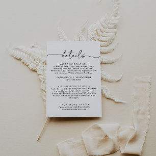 Schwarz-weiße Angaben zur klassischen Hochzeit Begleitkarte