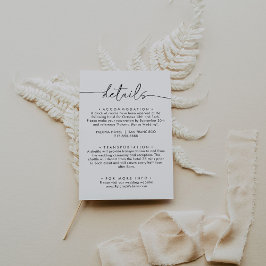 Schwarz-weiße Angaben zur klassischen Hochzeit Begleitkarte