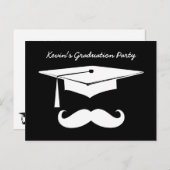 Schwarz-weiße Ankündigung der Mustache Graduation  (Vorne/Hinten)