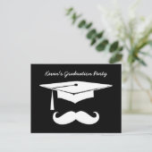 Schwarz-weiße Ankündigung der Mustache Graduation  (Stehend Vorderseite)
