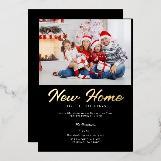 Schwarz-weiße Ankündigung Urlaub Foto Gold (Vorderseite/Rückseite)