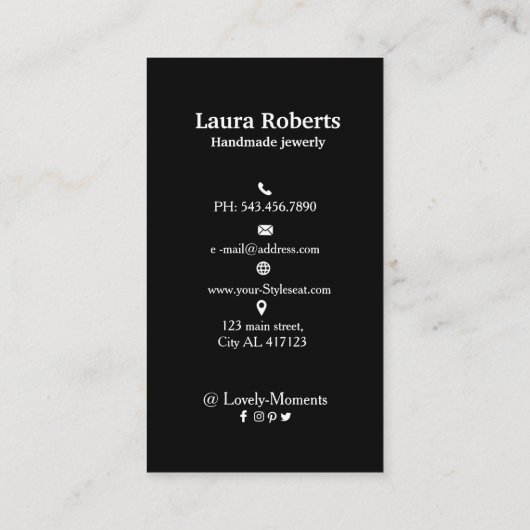 Schwarz-weiße Anzeige für den Logo-Ohrenvortrag hi Visitenkarte (Rückseite)