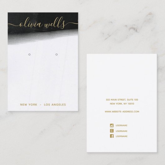 Schwarz-weiße Anzeige von Wasserfarbskripten Visitenkarte (Vorne/Hinten)