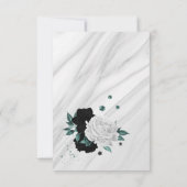 Schwarz-weiße aquamarine Blumen botanischer Marmor Dankeskarte (Rückseite)