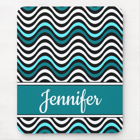 Schwarz-weiße Aquamarine, fette Streifen Mousepad (Vorne)