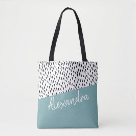Schwarz-weiße Aquamarine Grüne Moderne Personalisi Tasche