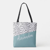 Schwarz-weiße Aquamarine Grüne Moderne Personalisi Tasche (Rückseite)