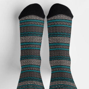 Schwarz-weiße Aquamarine Punkte zeigen das Zigzags Socken