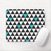 Schwarz-weiße Aquamarine türkisfarbene geometrisch Mousepad (Mit Mouse)