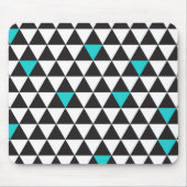 Schwarz-weiße Aquamarine türkisfarbene geometrisch Mousepad (Vorne)