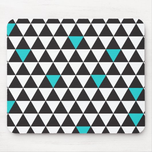 Schwarz-weiße Aquamarine türkisfarbene geometrisch Mousepad (Vorne)