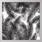 Schwarz-weiße Aquarellpalmen Poster (Vorne)